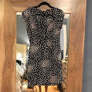 Faux wrap navy floral dress.